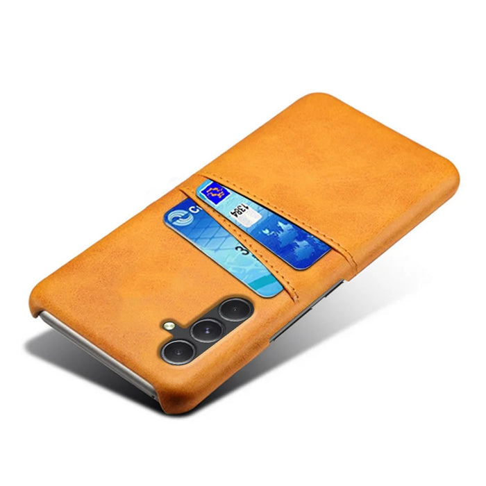 For Samsung Galaxy S24 Case PU+Hard PC Phone Protector with Dual Card Slots - Orange - 3