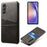 For Samsung Galaxy S24+ Cell Phone Case PU+Hard PC Anti-scratch Card Holder Back Shell - Black - 1