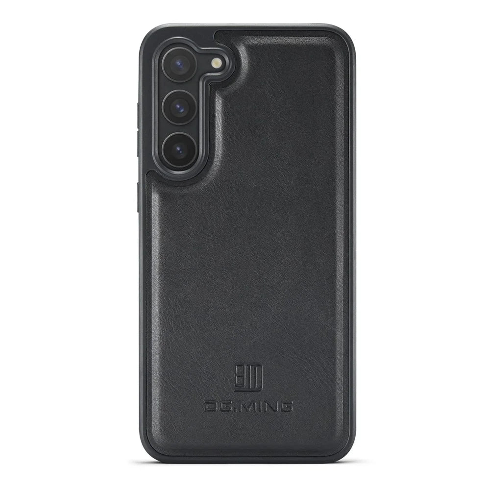 DG.MING For Samsung Galaxy S23 Case Leather Coated PC+TPU Phone Back Cover - Black - 1