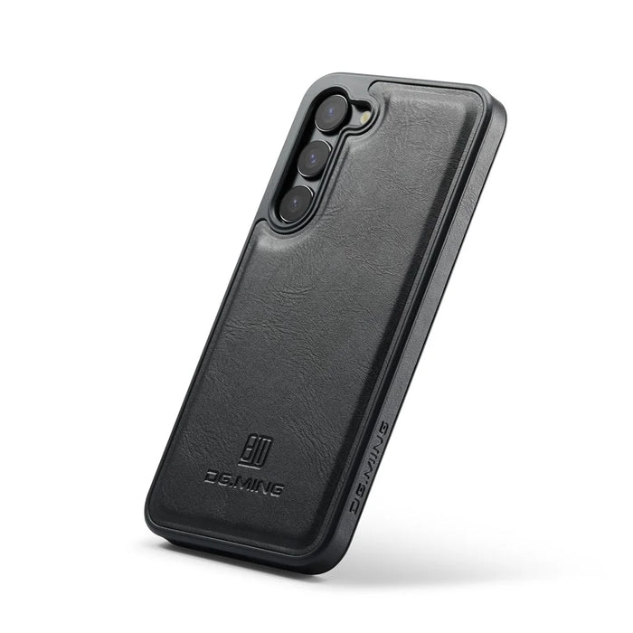 DG.MING For Samsung Galaxy S23 Case Leather Coated PC+TPU Phone Back Cover - Black - 3