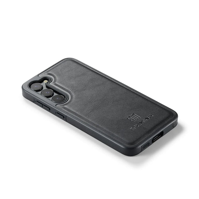 DG.MING For Samsung Galaxy S23 Case Leather Coated PC+TPU Phone Back Cover - Black - 4