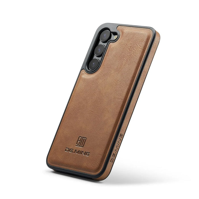 DG.MING For Samsung Galaxy S23+ Case Side Edge Leather Coating Phone Cover - Brown - 3