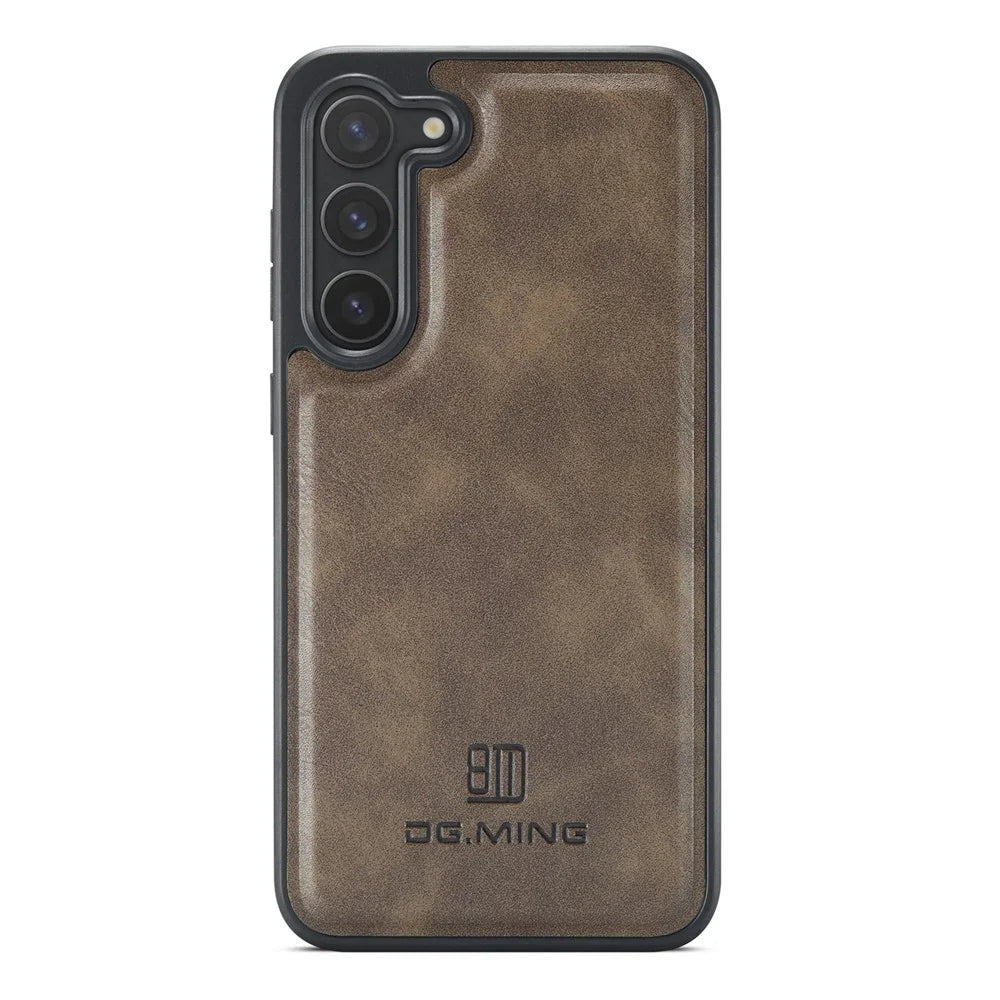 DG.MING For Samsung Galaxy S22 5G Case PU Leather Coated PC+TPU Cover - Coffee - 1