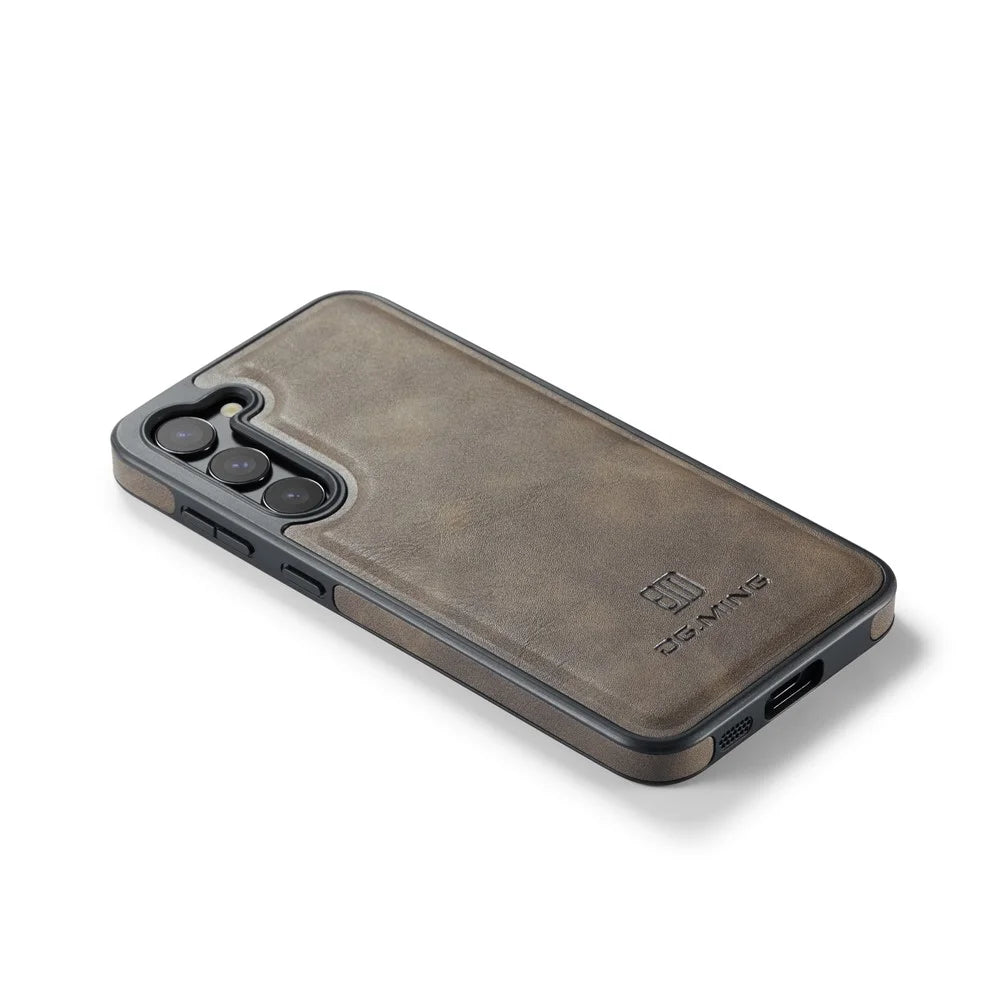 DG.MING For Samsung Galaxy S22 5G Case PU Leather Coated PC+TPU Cover - Coffee - 4