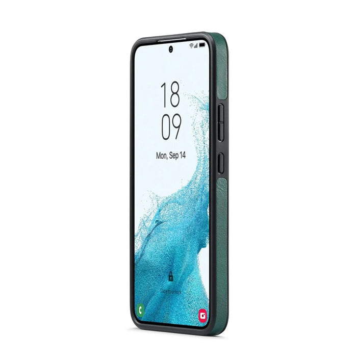 DG.MING For Samsung Galaxy S22+ 5G Phone Case PU Leather Coating Phone Cover - Green - 6
