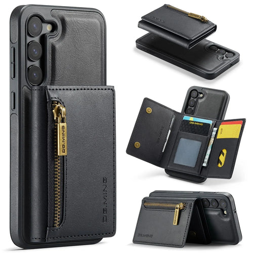 DG.MING M5 Series For Samsung Galaxy S23+ Case Detachable 2-in-1 Wallet Phone Cover - Black - 1