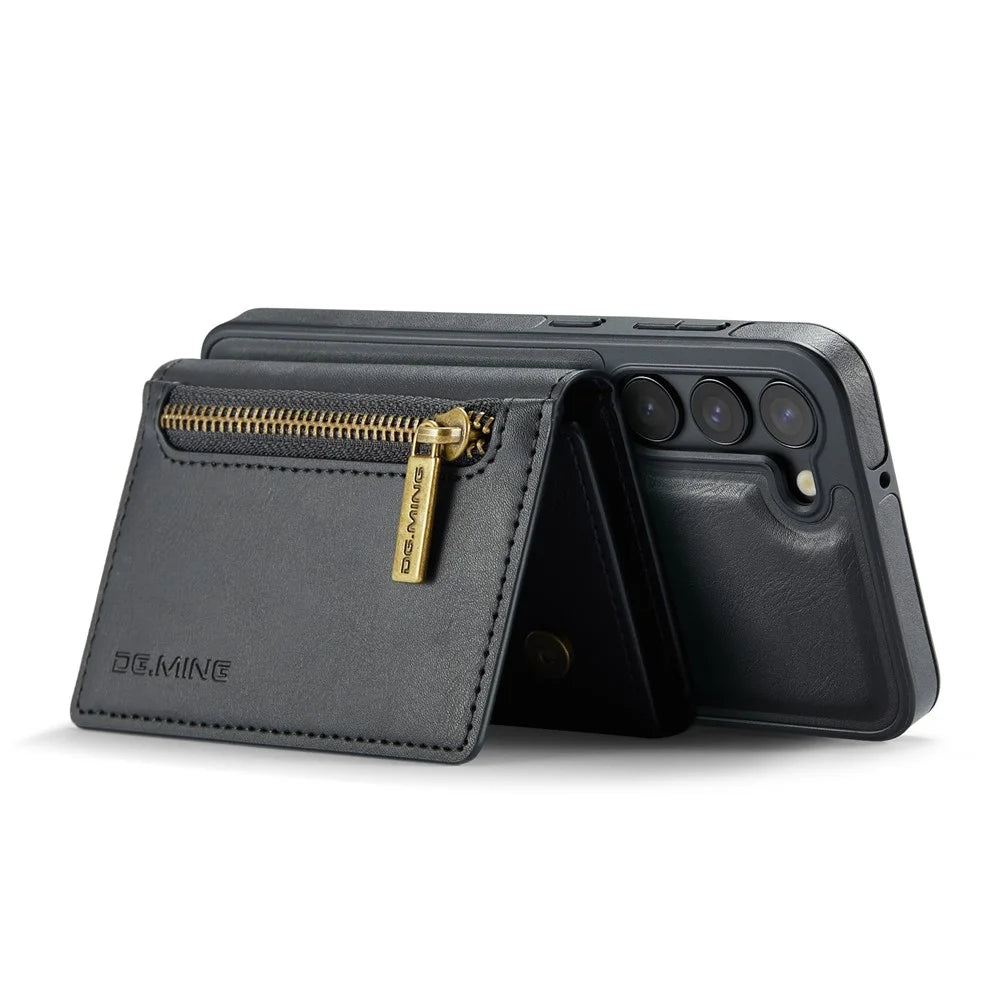 DG.MING M5 Series For Samsung Galaxy S23+ Case Detachable 2-in-1 Wallet Phone Cover - Black - 2