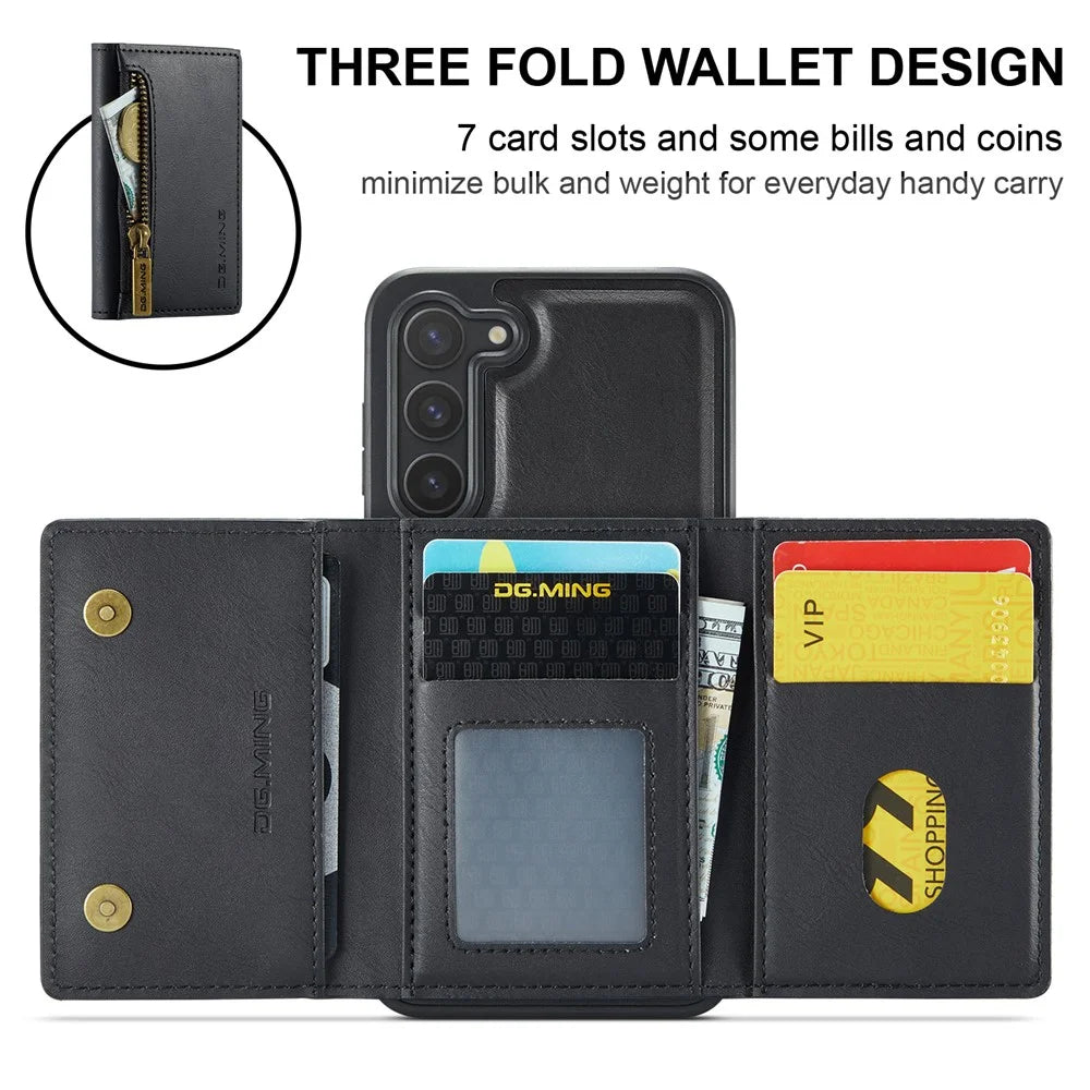 DG.MING M5 Series For Samsung Galaxy S23+ Case Detachable 2-in-1 Wallet Phone Cover - Black - 3