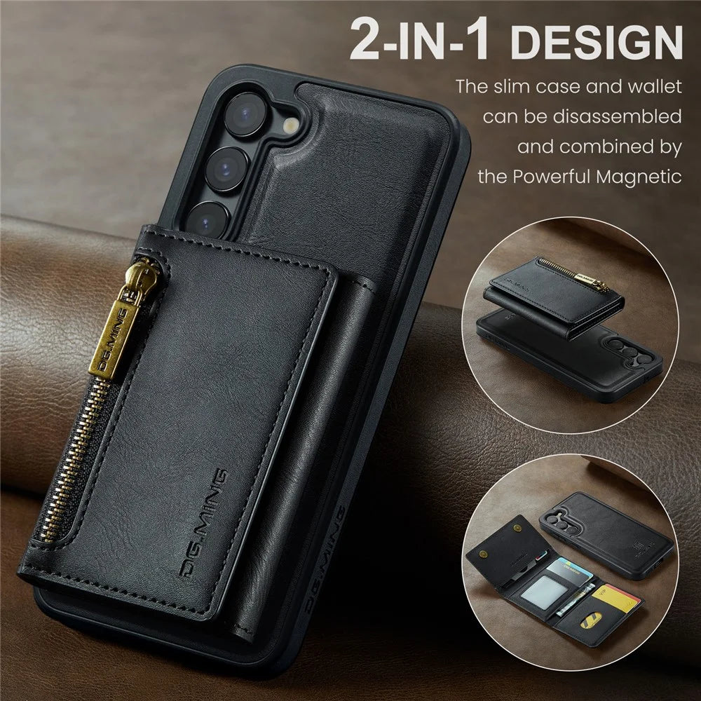 DG.MING M5 Series For Samsung Galaxy S23+ Case Detachable 2-in-1 Wallet Phone Cover - Black - 4