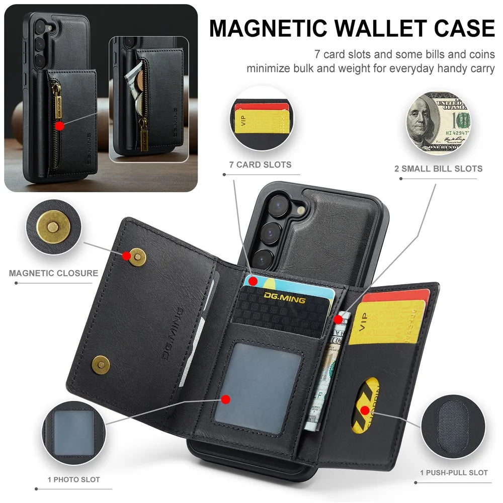 DG.MING M5 Series For Samsung Galaxy S23+ Case Detachable 2-in-1 Wallet Phone Cover - Black - 7