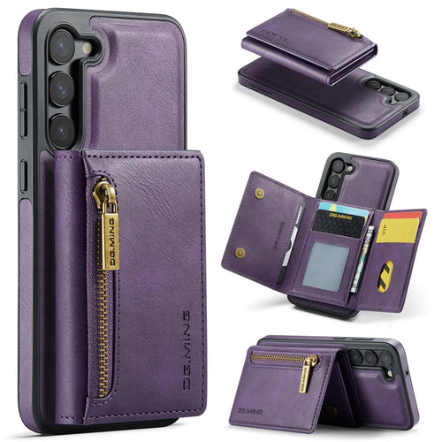 DG.MING M5 Series For Samsung Galaxy S23 Case Phone Cover with Detachable Wallet - Purple - 1