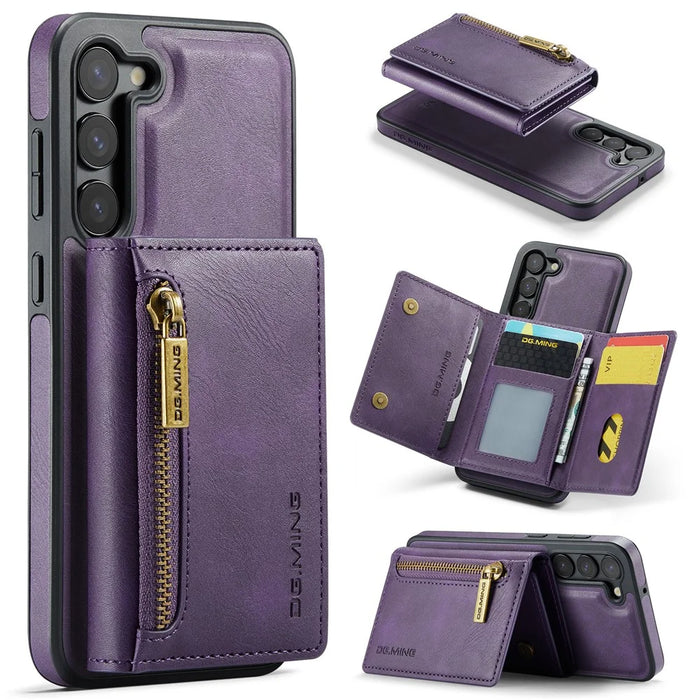 DG.MING M5 Series For Samsung Galaxy S23 Case Phone Cover with Detachable Wallet - Purple - 1