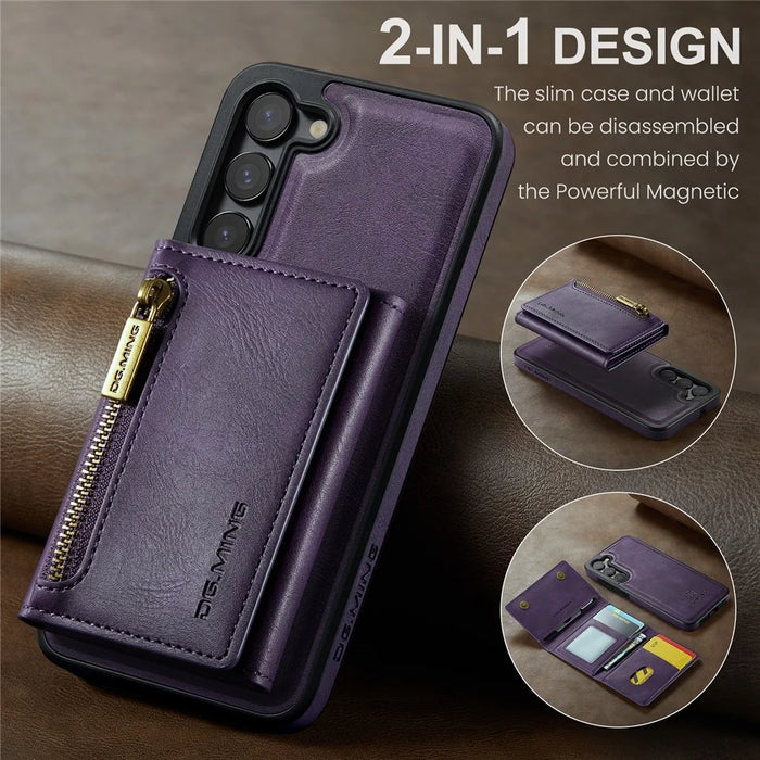 DG.MING M5 Series For Samsung Galaxy S23 Case Phone Cover with Detachable Wallet - Purple - 4