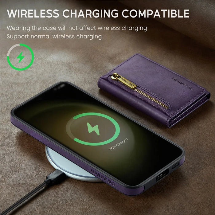 DG.MING M5 Series For Samsung Galaxy S23 Case Phone Cover with Detachable Wallet - Purple - 5
