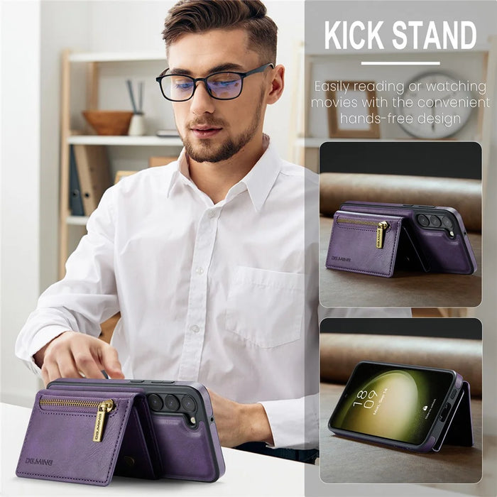 DG.MING M5 Series For Samsung Galaxy S23 Case Phone Cover with Detachable Wallet - Purple - 6