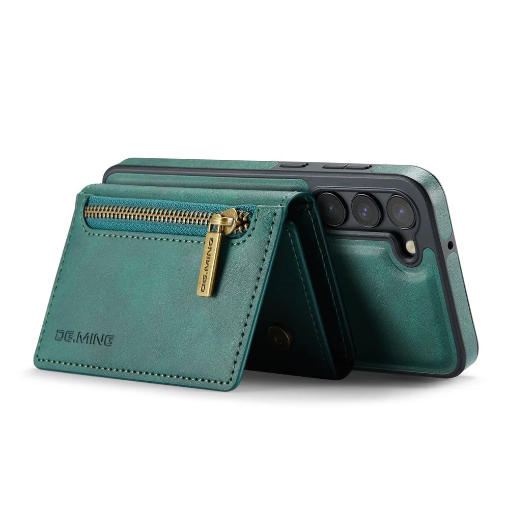 DG.MING M5 Series For Samsung Galaxy S22 5G Case Detachable Wallet Kickstand Phone Cover - Green - 2