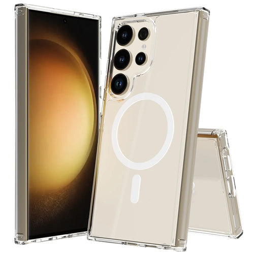 For Samsung Galaxy S24 Ultra Clear Case Acrylic+TPU Magnetic Phone Cover - 1