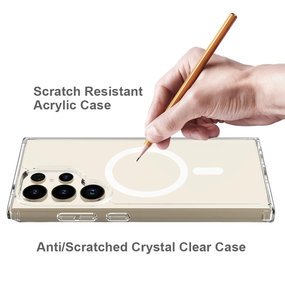 For Samsung Galaxy S24 Ultra Clear Case Acrylic+TPU Magnetic Phone Cover - 2