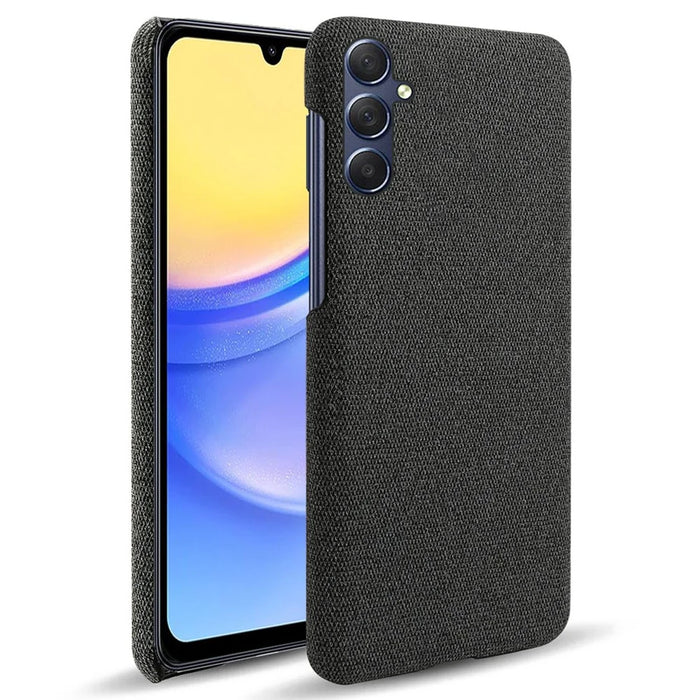 For Samsung Galaxy A15 5G Case Slim-fit Shockproof Cloth+PC Smartphone Cover - Black - 1