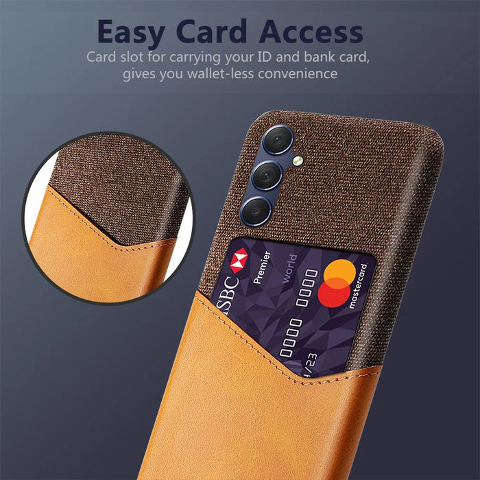 For Samsung Galaxy A15 5G Cell Phone Case Cloth Texture PU+PC Back Shell - Orange - 2