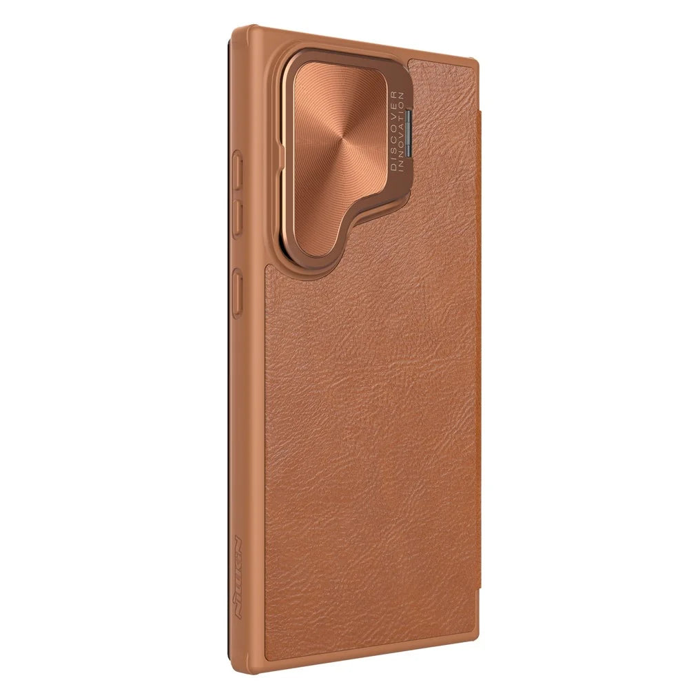 NILLKIN Qin Prop Series for Samsung Galaxy S24+ Leather Case Kickstand Card Holder Phone Cover - Brown - 6