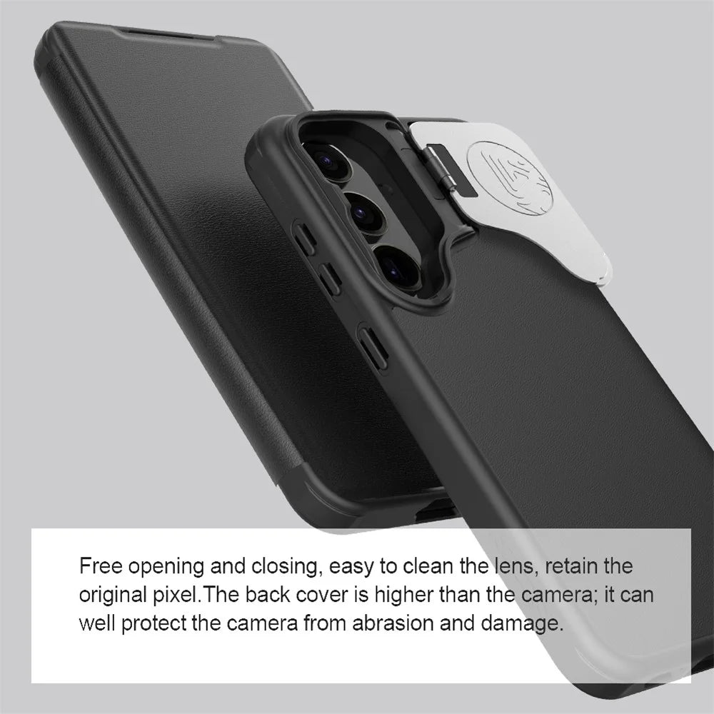 NILLKIN Qin Prop Series for Samsung Galaxy S24+ Leather Case Kickstand Card Holder Phone Cover - Brown - 7