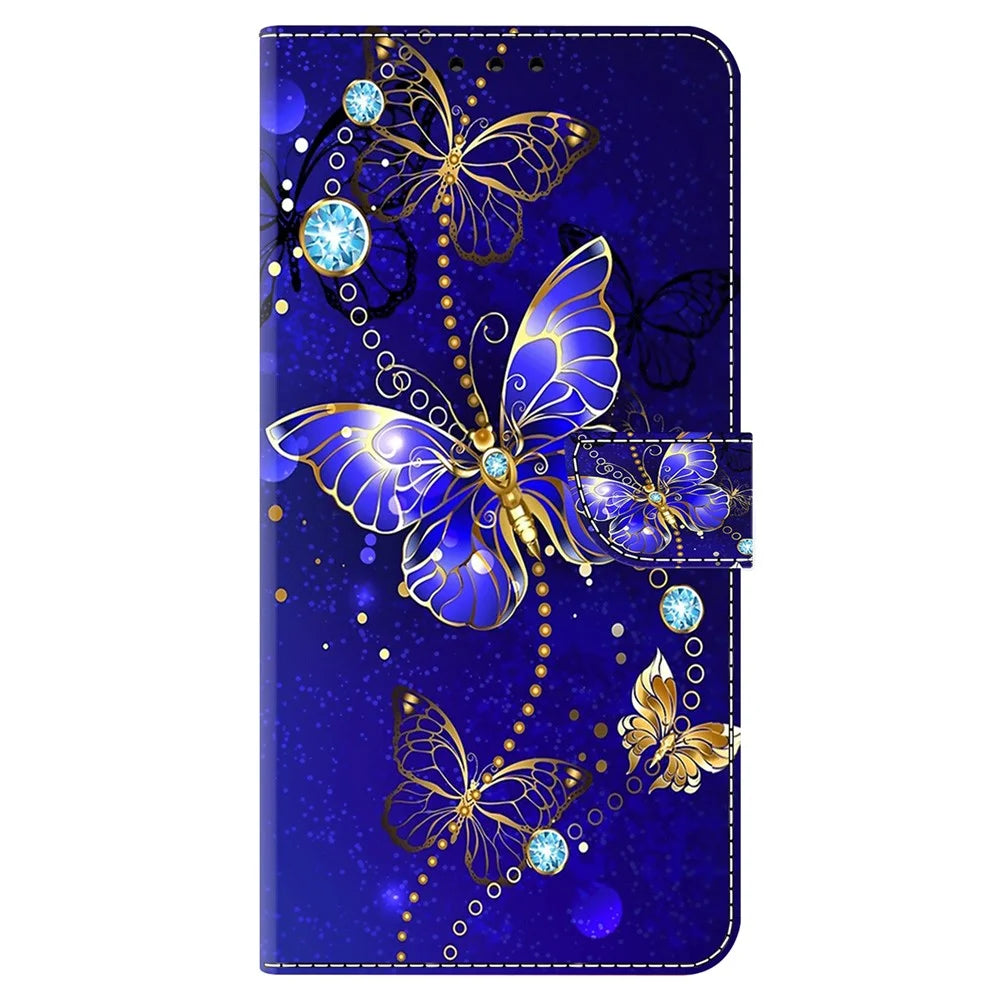 For Samsung Galaxy S24 Case 3D Pattern Printing Anti-drop Leather Cover - Diamond Butterfly - 6