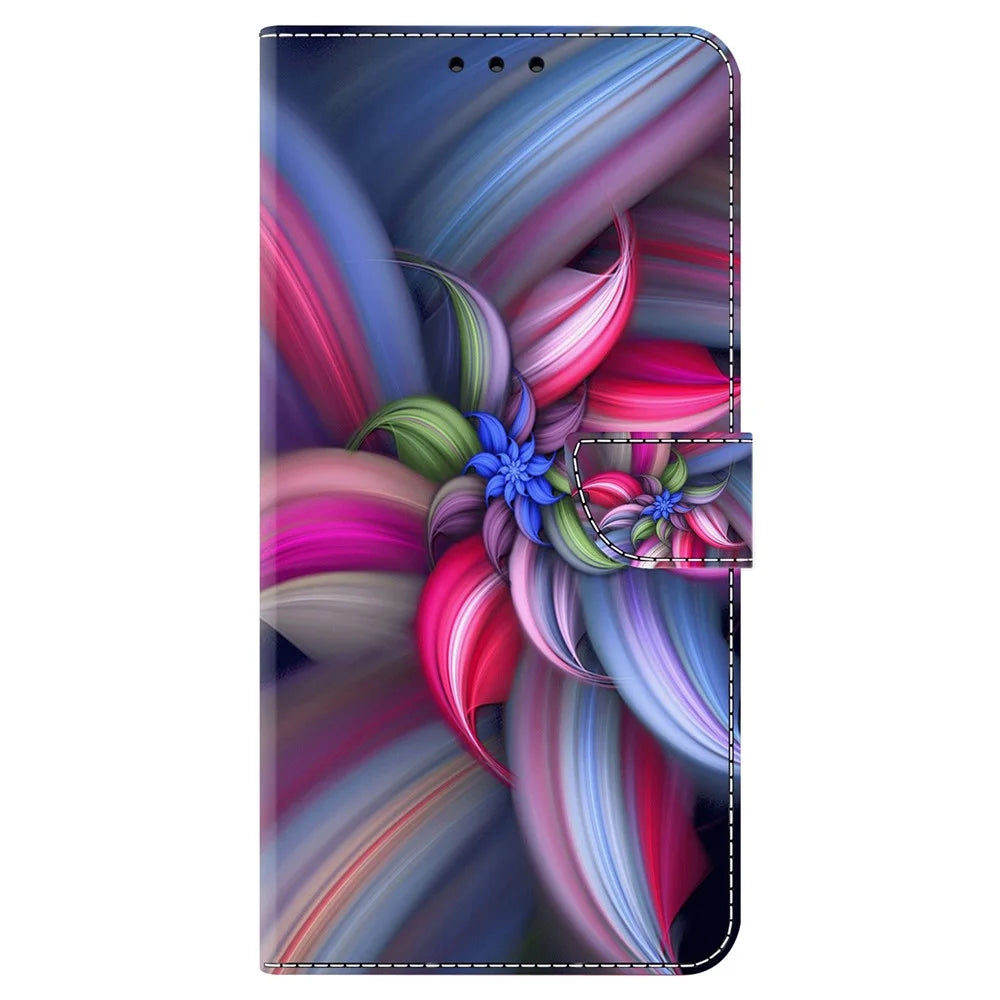 For Samsung Galaxy S24+ Case Stand Wallet Leather Cover with 3D Pattern Printing - Colorful Flowers - 6