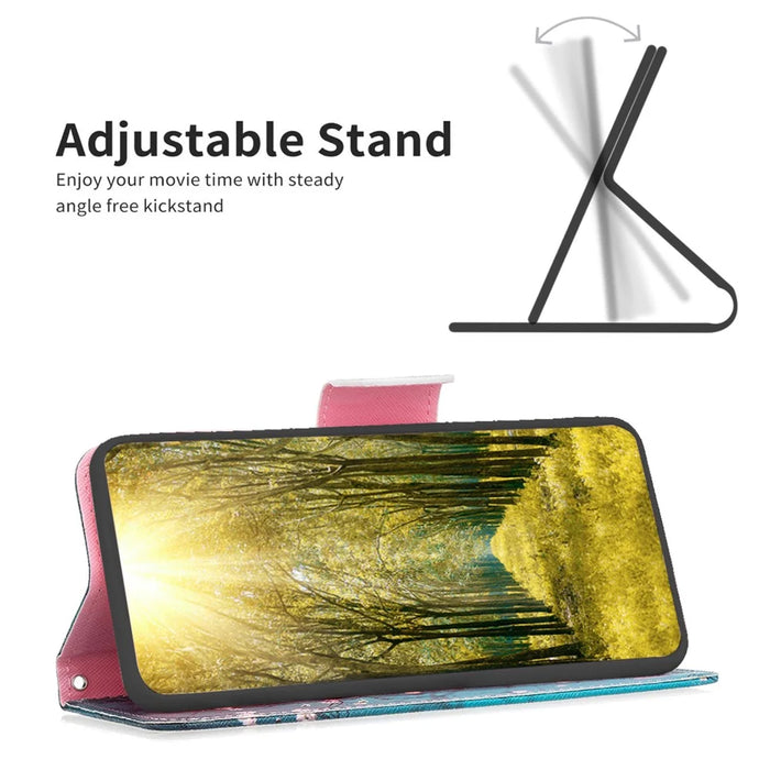 For TCL 40 SE Leather Case Pattern Printing Wallet Stand Cover - Plum Blossom - 2