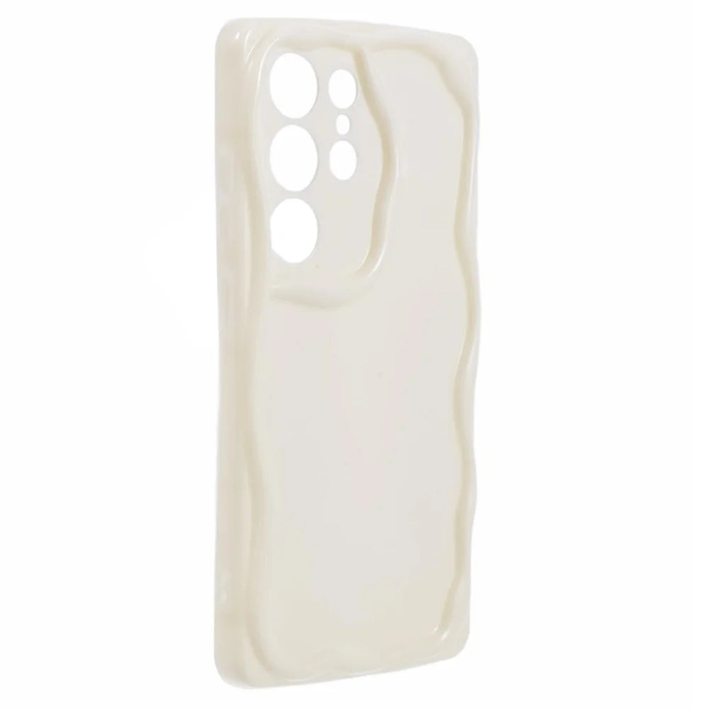 YX Series For Samsung Galaxy S24 Ultra TPU Case Wavy Edge Precise Cutout Protective Phone Cover - White - 3