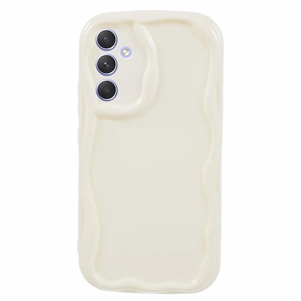 YX Series For Samsung Galaxy S24 Case Wavy Shape TPU Phone Back Protector (Precise Cutout) - White - 1