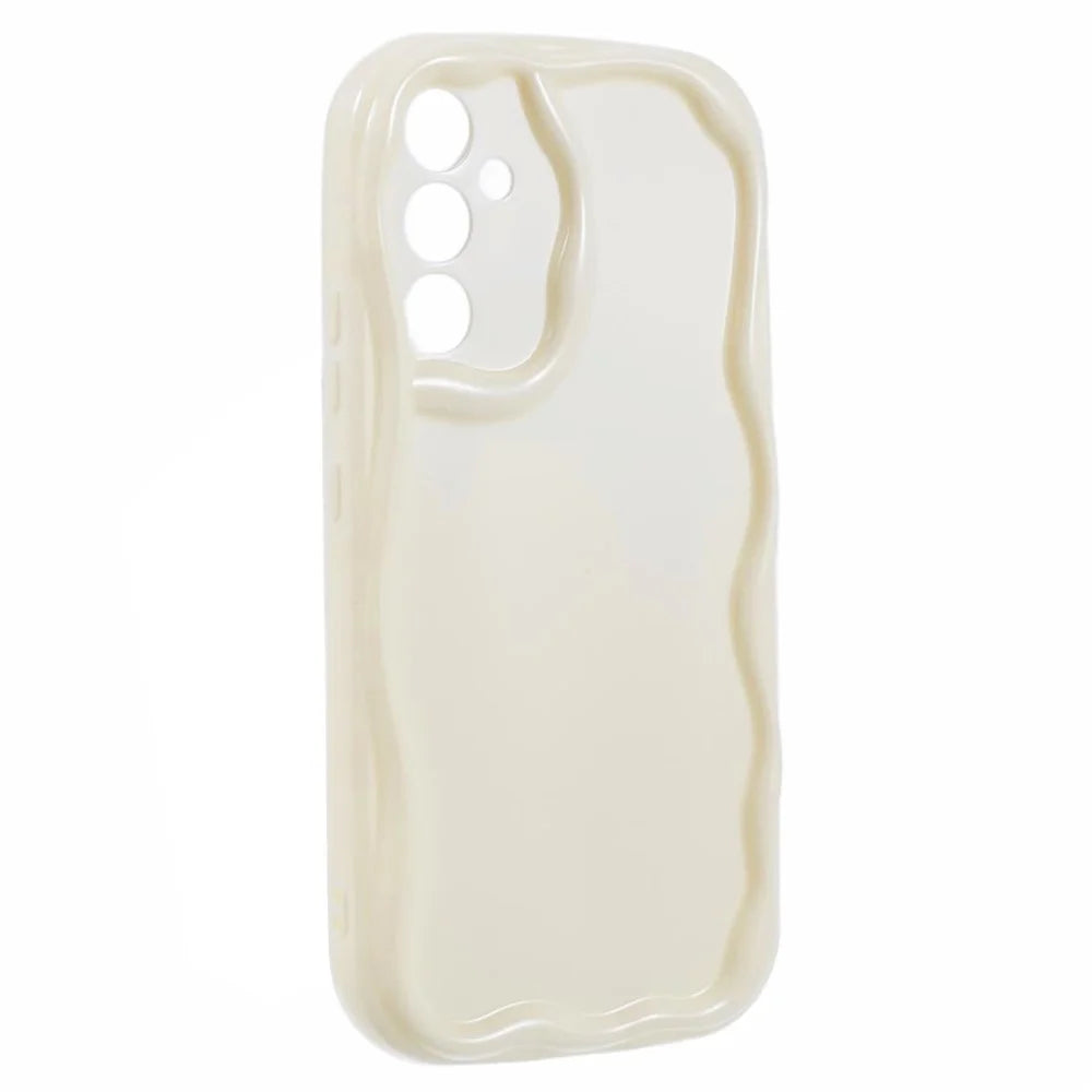 YX Series For Samsung Galaxy S24 Case Wavy Shape TPU Phone Back Protector (Precise Cutout) - White - 3