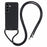 For Samsung Galaxy S24+ TPU Phone Case Rubberized Fiber Inner Lining Protective Shell with Lanyard - Black - 1