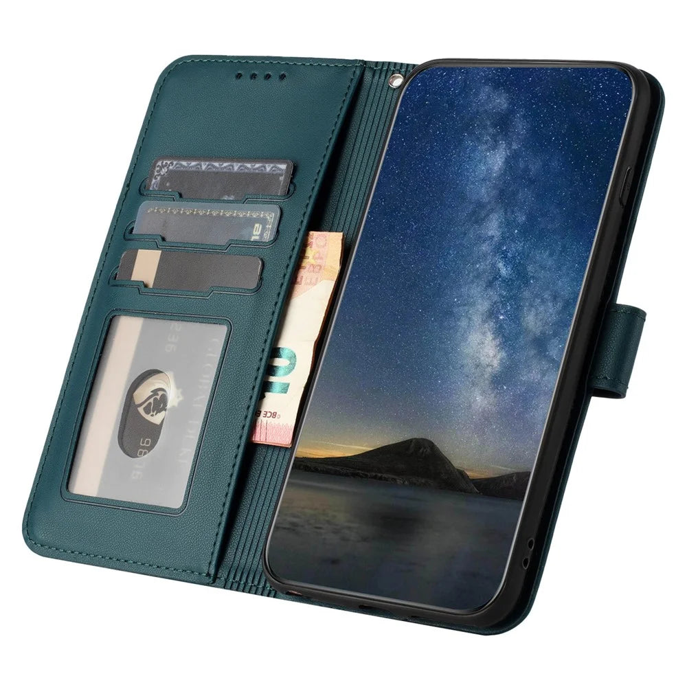 For Samsung Galaxy A05 4G Phone Cases Mandala Flower Leather Wallet Mobile Cover with Strap - Blackish Green - 2