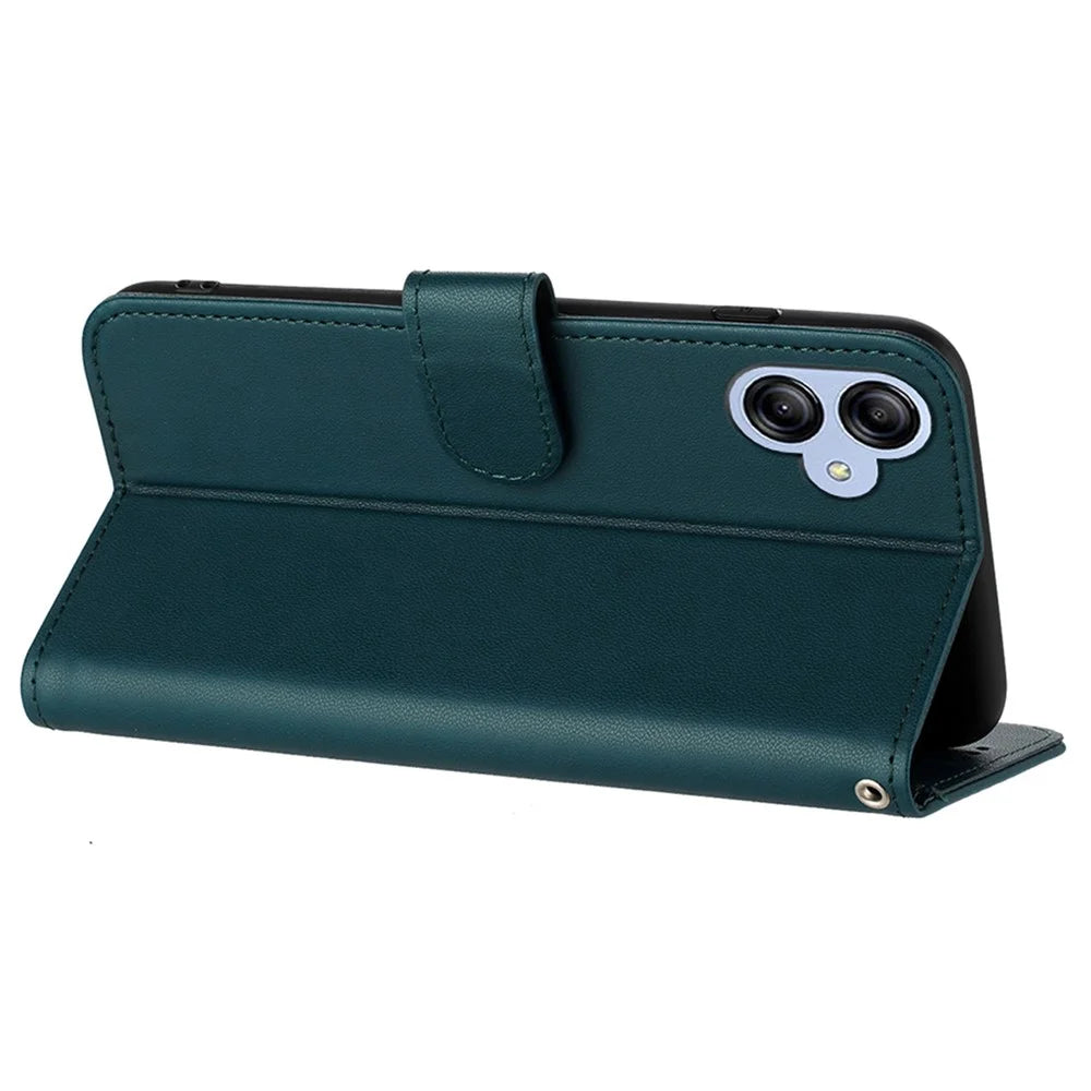 For Samsung Galaxy A05 4G Phone Cases Mandala Flower Leather Wallet Mobile Cover with Strap - Blackish Green - 4