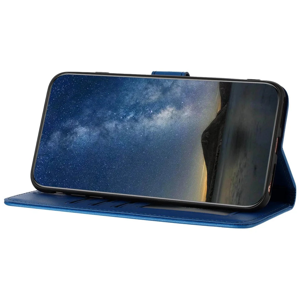 For Samsung Galaxy S24+ Phone Cases Mandala Flower Leather Wallet Mobile Cover with Strap - Sapphire - 3