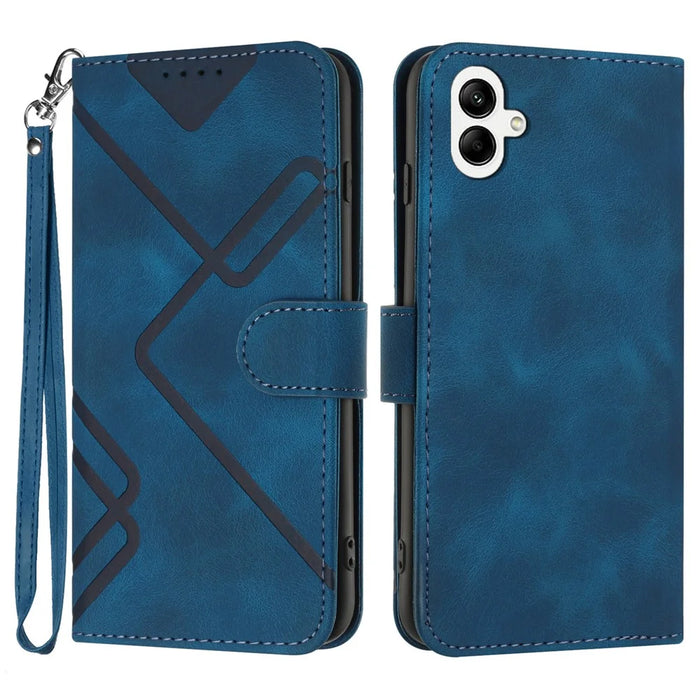 YX0040 For Samsung Galaxy A05 4G Case Stand Wallet Imprinted Phone Cover - Sapphire - 1