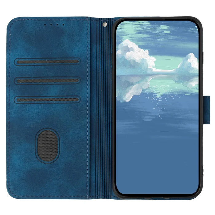 YX0040 For Samsung Galaxy A05 4G Case Stand Wallet Imprinted Phone Cover - Sapphire - 2