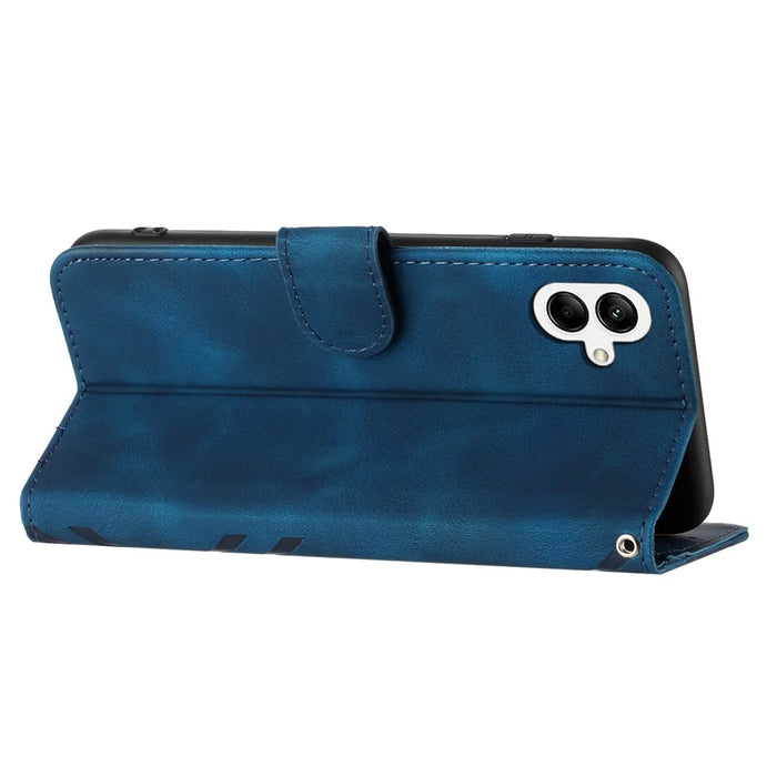 YX0040 For Samsung Galaxy A05 4G Case Stand Wallet Imprinted Phone Cover - Sapphire - 4
