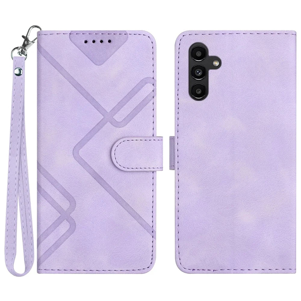 YX0040 For Samsung Galaxy S24+ Case Imprinted Leather Stand Phone Cover - Light Purple - 1