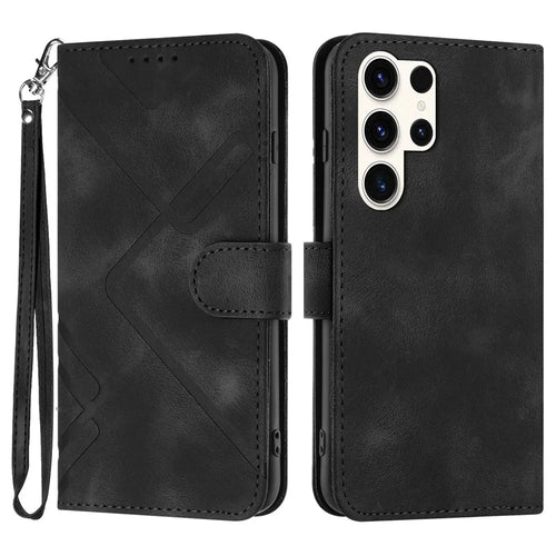 YX0040 For Samsung Galaxy S24 Ultra Case Geometric Pattern Imprinted Wallet Cover - Black - 1