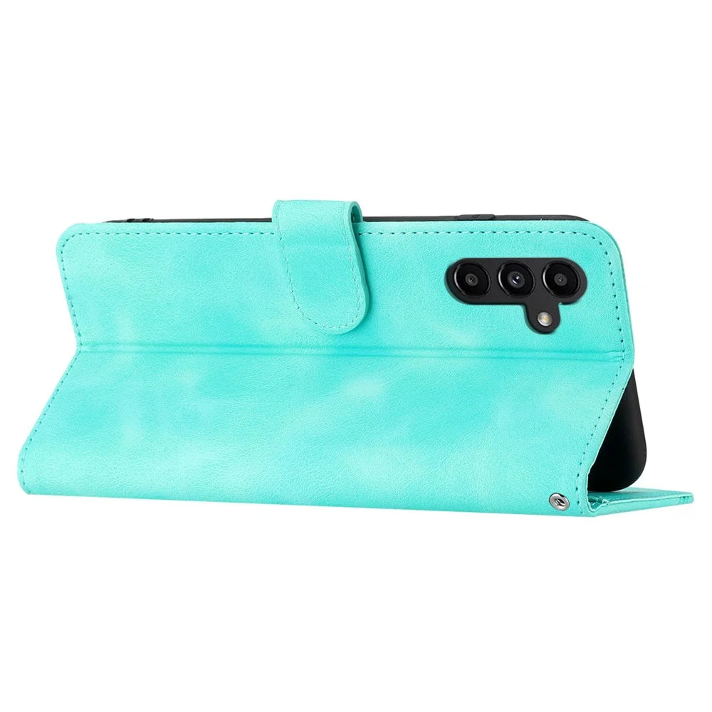 YX0030 For Samsung Galaxy A05s 4G Case Wallet Stand Imprinted Phone Cover - Baby Blue - 3