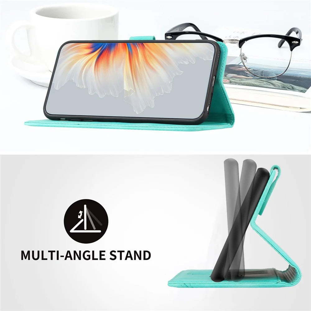 YX0030 For Samsung Galaxy A05s 4G Case Wallet Stand Imprinted Phone Cover - Baby Blue - 6