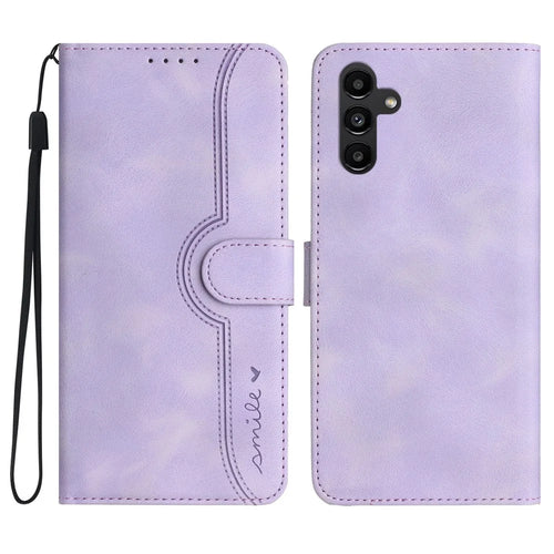 YX0030 For Samsung Galaxy S24 Leather Case Heart Shape Phone Cover - Purple - 1