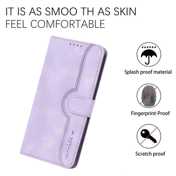 YX0030 For Samsung Galaxy S24 Leather Case Heart Shape Phone Cover - Purple - 4