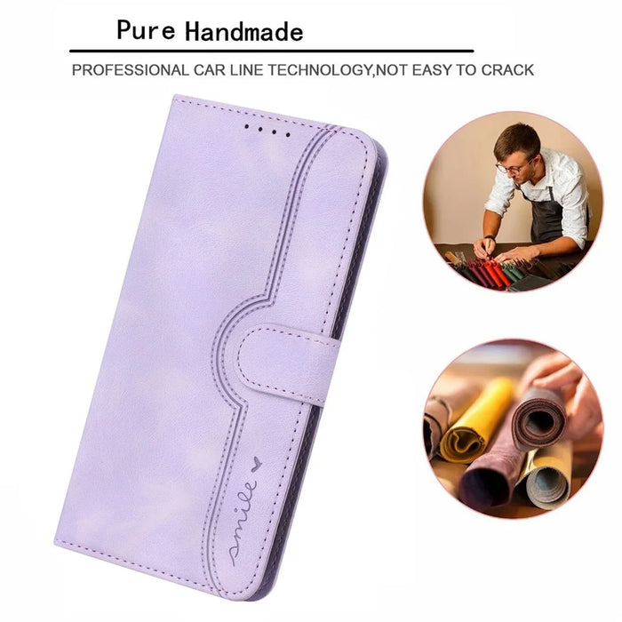 YX0030 For Samsung Galaxy S24 Leather Case Heart Shape Phone Cover - Purple - 5
