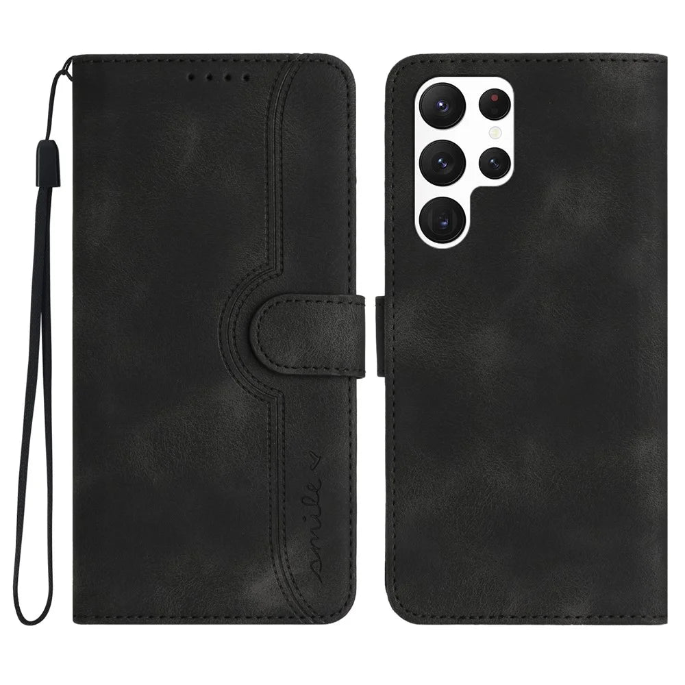 YX0030 For Samsung Galaxy S24 Ultra Case Wallet Phone Leather Cover - Black - 1