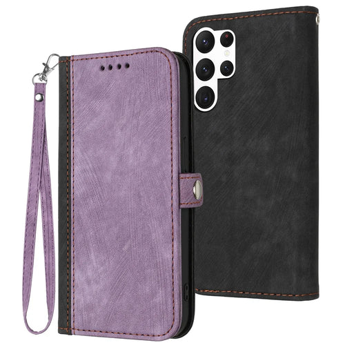 YX0020 For Samsung Galaxy S24 Ultra Case PU Leather Stand Flip Phone Cover - Purple - 1