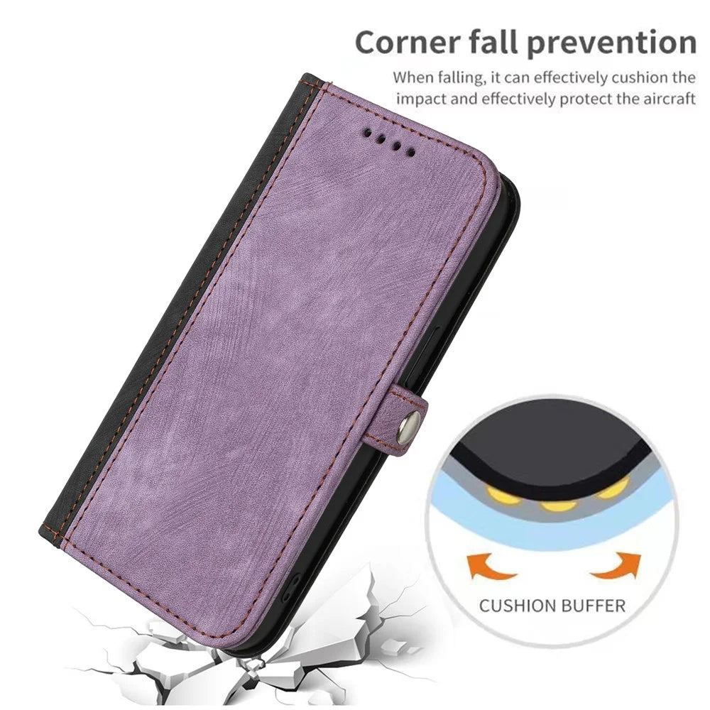 YX0020 For Samsung Galaxy S24 Ultra Case PU Leather Stand Flip Phone Cover - Purple - 7