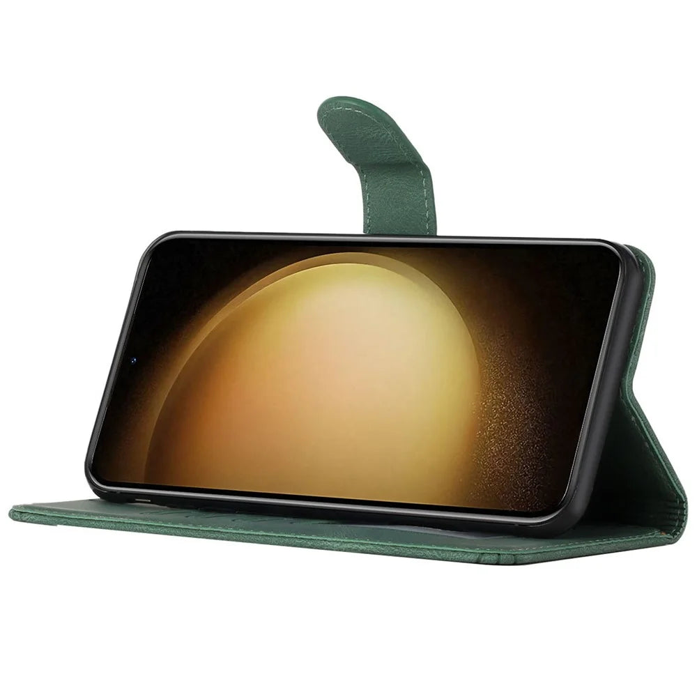 For Samsung Galaxy A05 4G Phone Case with Strap Imprint PU Leather Wallet Stand Cover - Blackish Green - 2